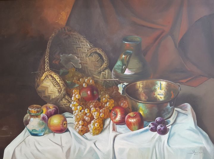 Painting titled "Bodegon J Bolea" by Spa Pe, Original Artwork, Oil