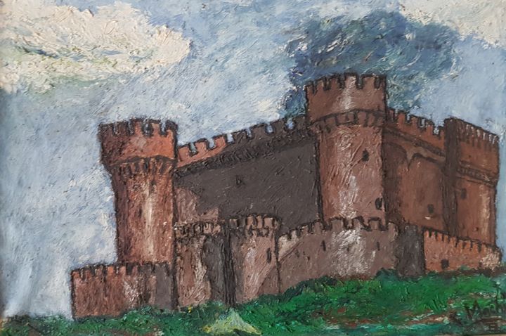 Malerei mit dem Titel "Castillo F Machi" von Spa Pe, Original-Kunstwerk, Öl