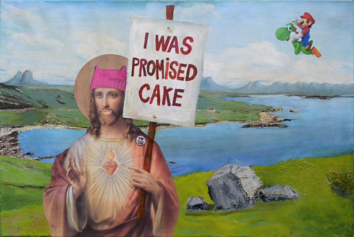 Painting titled "I Was Promised Cake" by Salty De Soufflé, Original Artwork