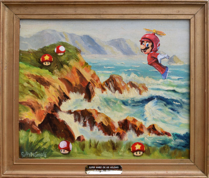 Painting titled "Mario On His Holida…" by Salty De Soufflé, Original Artwork, Acrylic