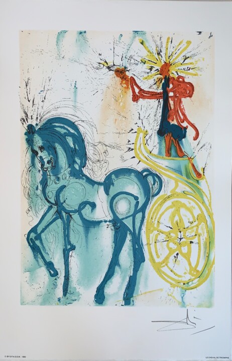 Druckgrafik mit dem Titel "Le Cheval De Triomp…" von Salvador Dali, Original-Kunstwerk, Lithographie