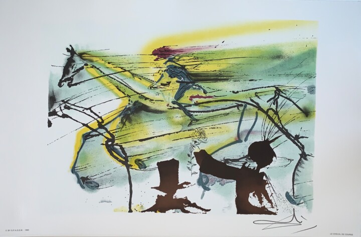 Gravures & estampes intitulée "Le Cheval De Course" par Salvador Dali, Œuvre d'art originale, Lithographie