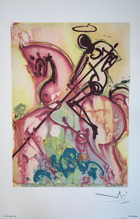 Printmaking titled "Saint-Georges" by Salvador Dali, Original Artwork, Lithography