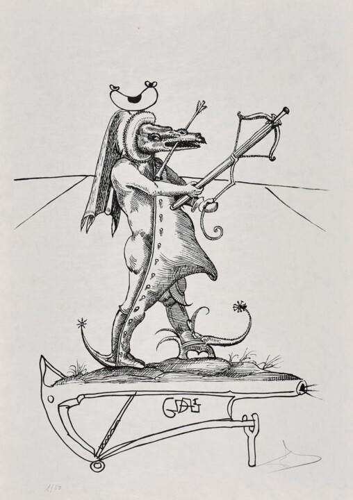 Malerei mit dem Titel "Les Songes Drolatiq…" von Salvador Dali, Original-Kunstwerk, Lithographie