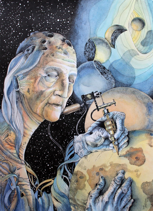 Ζωγραφική με τίτλο "Создатель лун" από Ксения Маштакова, Αυθεντικά έργα τέχνης, Ακουαρέλα