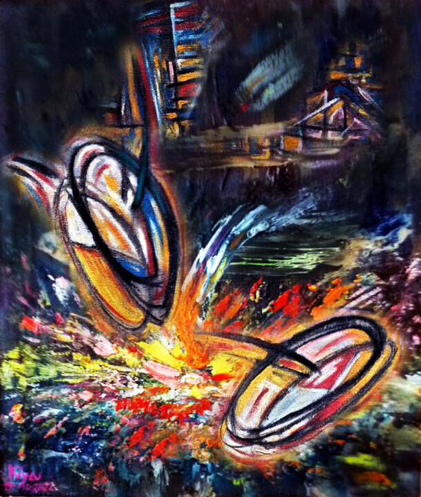 Картина под названием "THE BIRTH OF FORMS" - Salvador Rosado, Подлинное произведение искусства, Масло