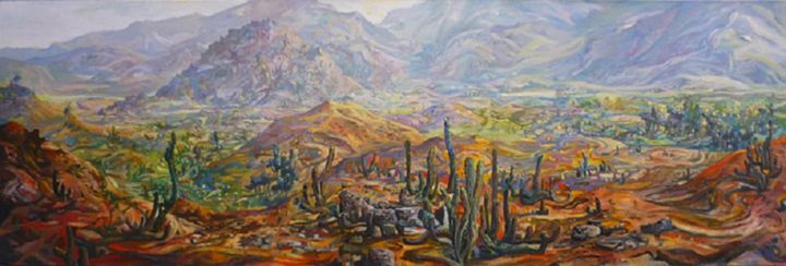 Painting titled "Cardal - Cerro Pan…" by Salvador Velarde, Original Artwork, Oil