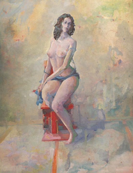 Painting titled "Desnudo VI" by Salvador Velarde, Original Artwork, Oil