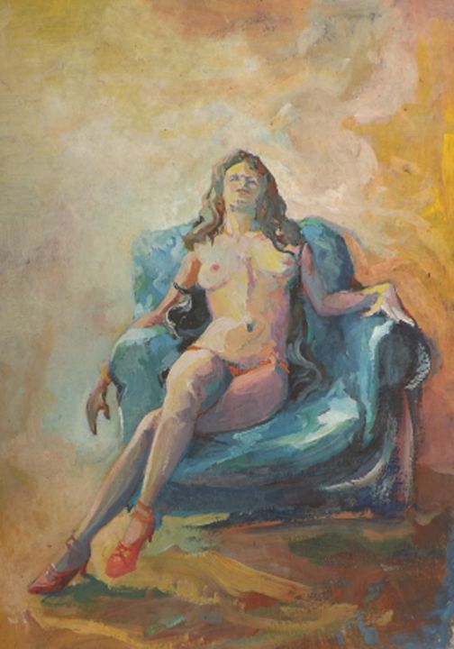 Painting titled "Desnudo VIII" by Salvador Velarde, Original Artwork, Oil