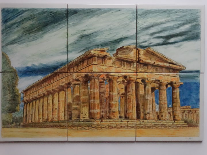 Painting titled "Paestum, temple of…" by Salart, Original Artwork, Other