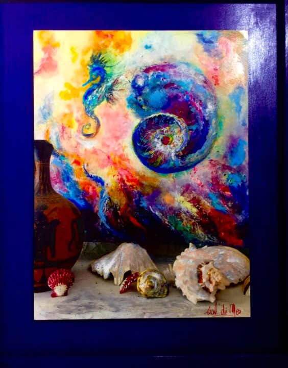 Painting titled "Cocquillages" by Salvatore Di Meo, Original Artwork, Oil Mounted on Wood Panel
