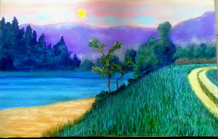 Paesaggio Lacustre Pittura Da Salvatore Negro Artmajeur