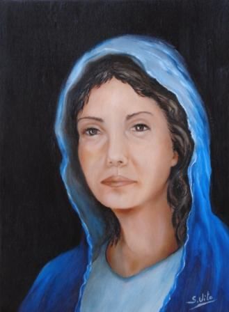 Malerei mit dem Titel "Madonna azzurra - o…" von Salvatore Vito, Original-Kunstwerk, Andere
