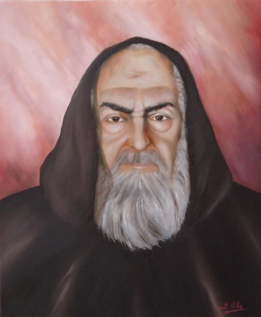 Painting titled "Padre Pio -olio su…" by Salvatore Vito, Original Artwork, Other