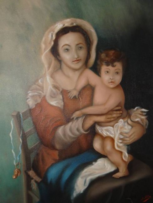 Картина под названием "Maternità" - Salvatore Vito, Подлинное произведение искусства, Масло
