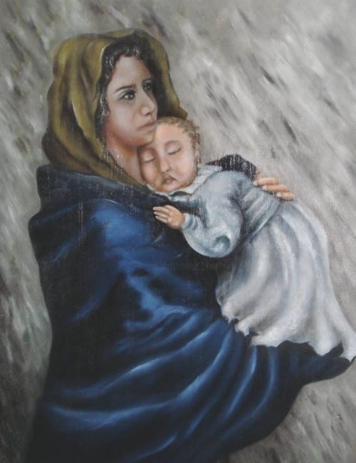 Painting titled "La Madonnina" by Salvatore Vito, Original Artwork, Oil