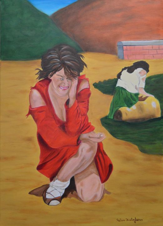 Pittura intitolato "L' amore rubato" da Salvo Distefano, Opera d'arte originale, Olio