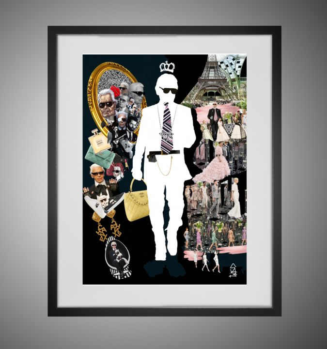 Arte digitale intitolato "Karl Lagerfeld" da Sam _i Digital Art, Opera d'arte originale, Fotomontaggio