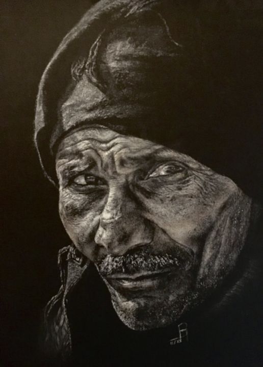 Dessin intitulée "Le berbère" par Sam Bym, Œuvre d'art originale, Pastel