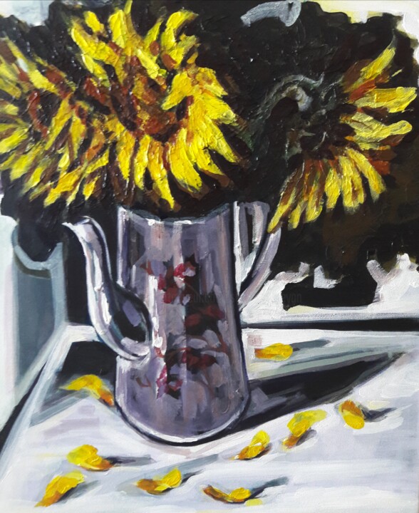 Peinture intitulée "" Tournesols "" par Sam Keusseyan Gladiateur, Œuvre d'art originale, Acrylique