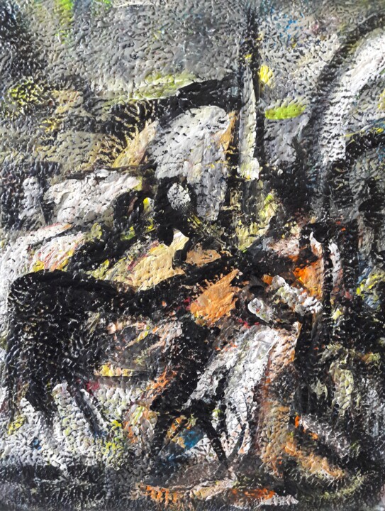Peinture intitulée ""Étude d'après Paul…" par Sam Keusseyan Gladiateur, Œuvre d'art originale, Acrylique
