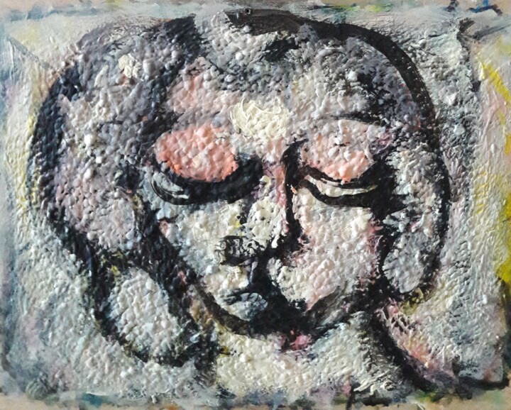 Painting titled "elle préfère dormir…" by Sam Keusseyan Gladiateur, Original Artwork, Acrylic