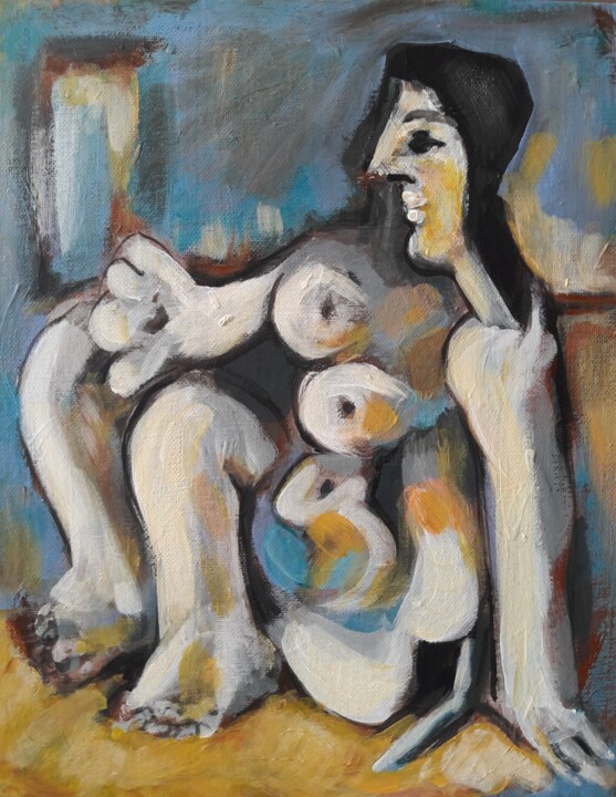 Painting titled "d'après Picasso gytr" by Sam Keusseyan Gladiateur, Original Artwork, Acrylic