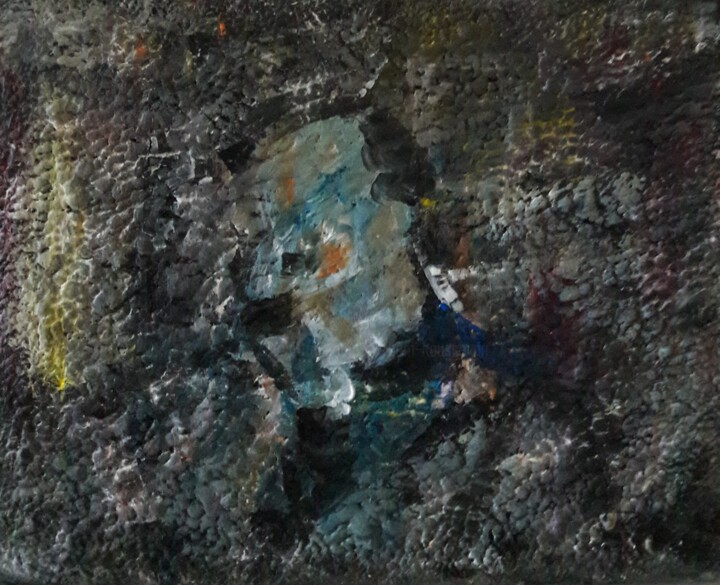Peinture intitulée "portrait bleu" par Sam Keusseyan Gladiateur, Œuvre d'art originale, Acrylique