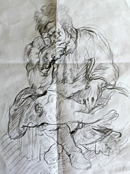 Картина под названием "Vvc76" - Sam Keusseyan Gladiateur, Подлинное произведение искусства, Карандаш