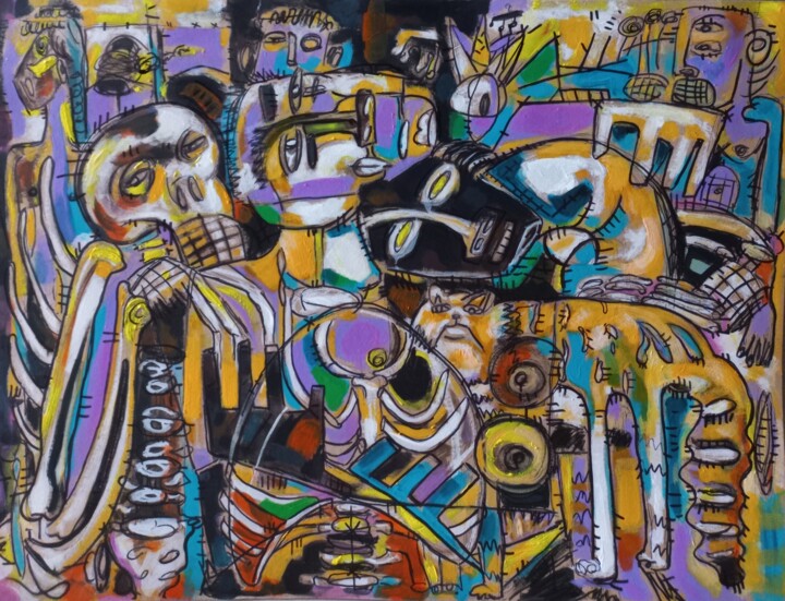 Malerei mit dem Titel "" l'amour diaboliqu…" von Sam Keusseyan Gladiateur, Original-Kunstwerk, Acryl