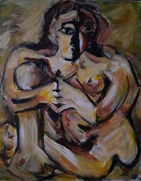 Painting titled "d'après Picasso 54r…" by Sam Keusseyan, Original Artwork, Acrylic