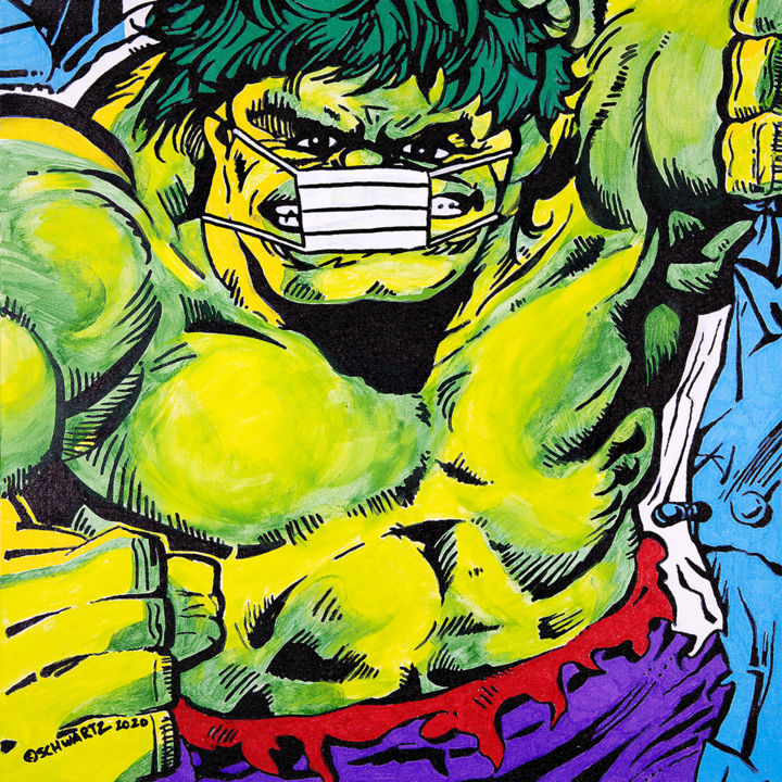 Painting titled "THE HULK 19" by Sam Schwartz, Original Artwork, Acrylic