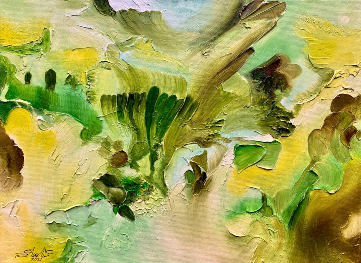 Pittura intitolato "Dreamy forest" da Sam Wais, Opera d'arte originale, Olio