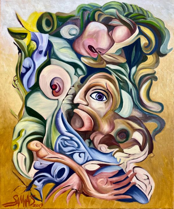 "A rooted woman" başlıklı Tablo Sam Wais tarafından, Orijinal sanat, Petrol