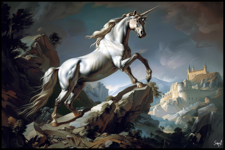 Digital Arts titled "The Last Unicorn" by Samael, Original Artwork, Digital Painting