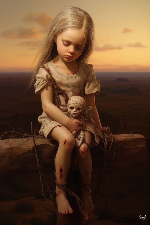 Digital Arts titled "Suffer the Little C…" by Samael, Original Artwork, Digital Painting