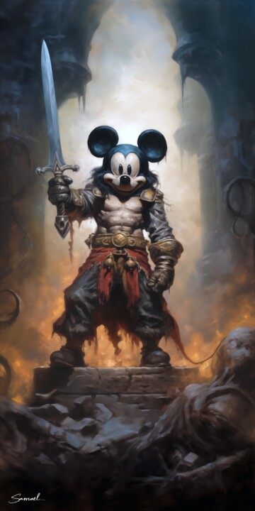 Digital Arts titled "Mickey the Barbarian" by Samael, Original Artwork, Digital Painting