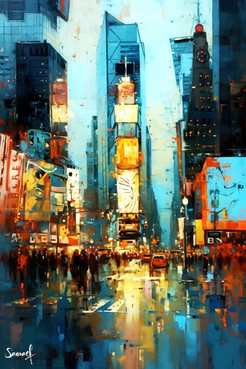 Цифровое искусство под названием "Times Square by Day" - Samael, Подлинное произведение искусства, Цифровая живопись