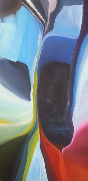 Schilderij getiteld "RAY OF COLORS 1 - A…" door Samantha Choo, Origineel Kunstwerk, Olie