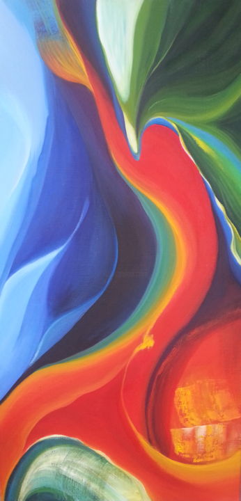 Painting titled "RAY OF COLORS 2 - A…" by Samantha Choo, Original Artwork, Oil