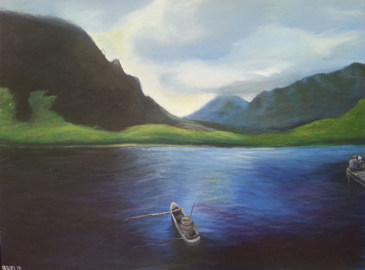 Pittura intitolato "Lake - Acrylic on C…" da Samantha Choo, Opera d'arte originale, Olio