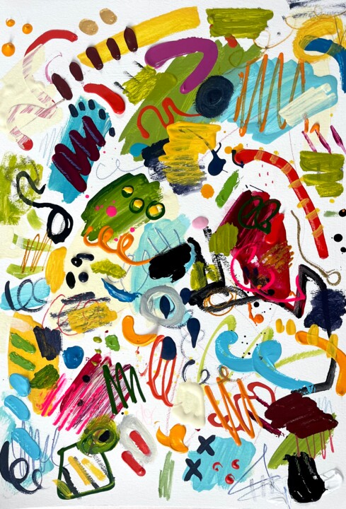 Schilderij getiteld "Free Expressions One" door Samantha Redfern, Origineel Kunstwerk, Acryl