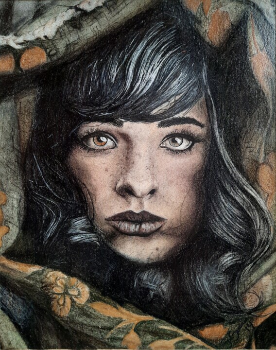 Drawing titled "Wayfinder Woman" by Samantha Savaria (Sami Sauvage), Original Artwork, Charcoal