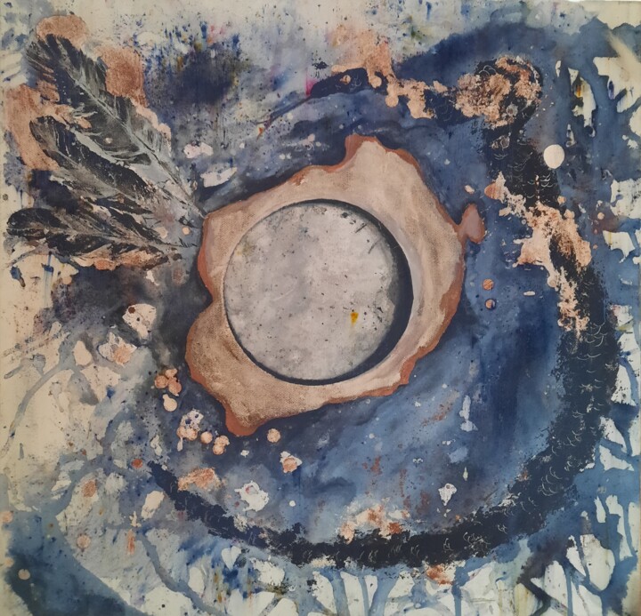 Painting titled "Cosmic Egg" by Samantha Savaria (Sami Sauvage), Original Artwork, Acrylic