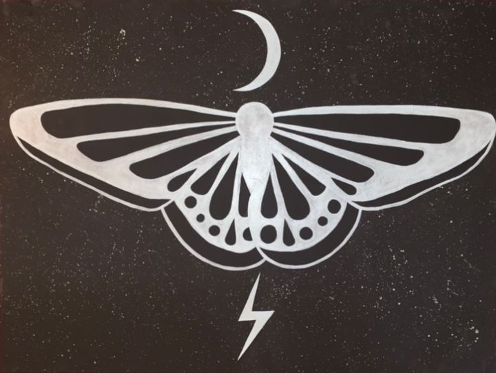 Painting titled "Lunar Moth" by Samantha Noel, Original Art, Acrylic
