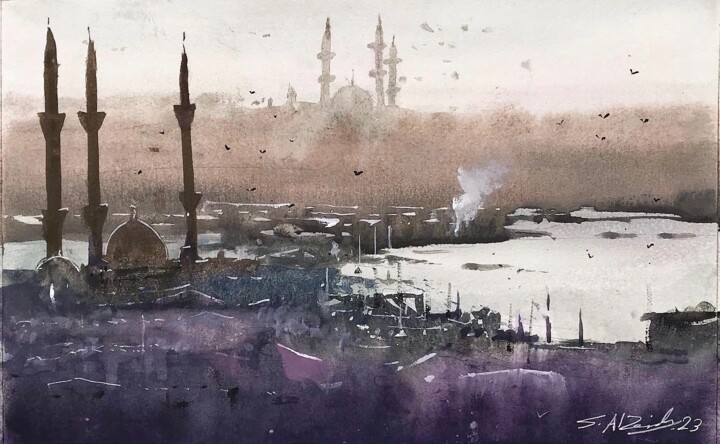 Pittura intitolato "Istanbul" da Samar Alzaidy, Opera d'arte originale, Acquarello