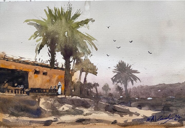 Painting titled "Old Baghdad#1" by Samar Alzaidy, Original Artwork, Watercolor