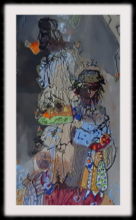 Картина под названием "Figurative IV" - Samar, Подлинное произведение искусства, Акрил Установлен на Другая жесткая панель
