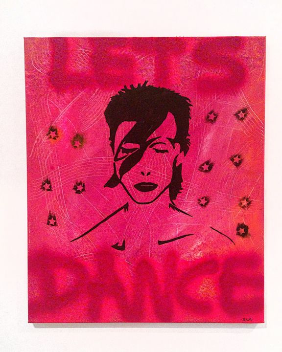 Schilderij getiteld "Bowie, let's dance!" door Samara Ribas, Origineel Kunstwerk