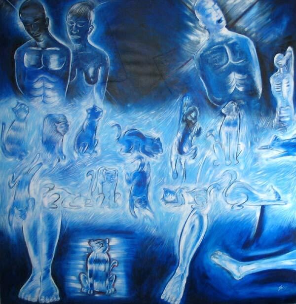 Painting titled "Blue dream" by Samba Fall, Original Artwork, Oil